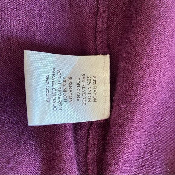 Joseph A stretchy purple wrap sweater with fringe size medium small - Picture 3 of 9